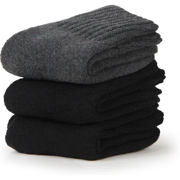 BenSorts Women 3 Packs Black Black Gray Winter Thick Warm Polyester Boots Socks - Picture 2 of 6